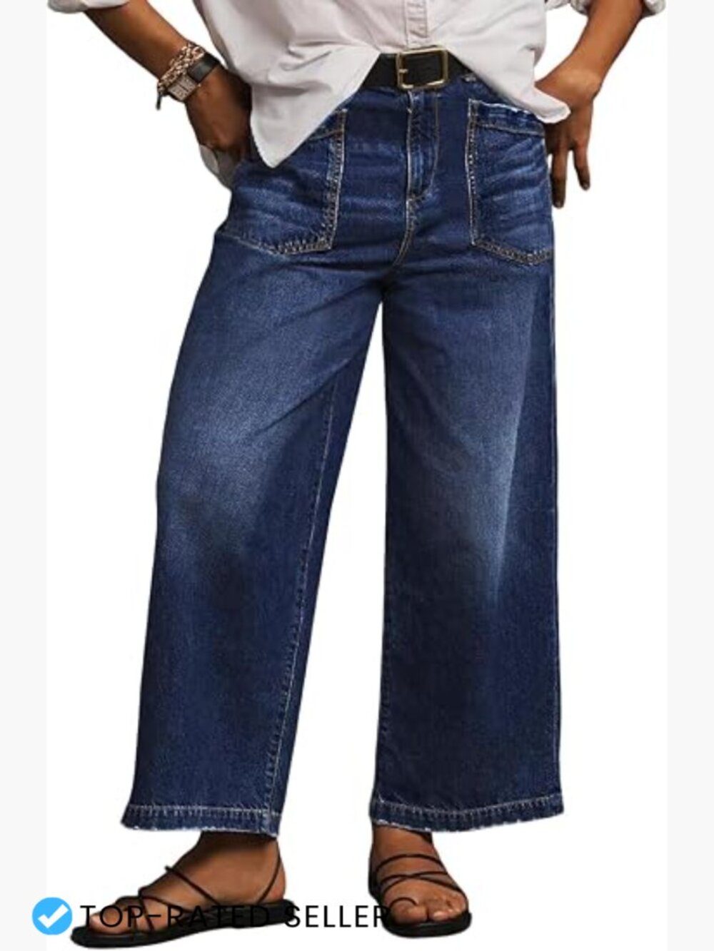 Plus Size High Waisted Wide Leg Jeans Trendy Baggy Loose Stretch Denim Pants